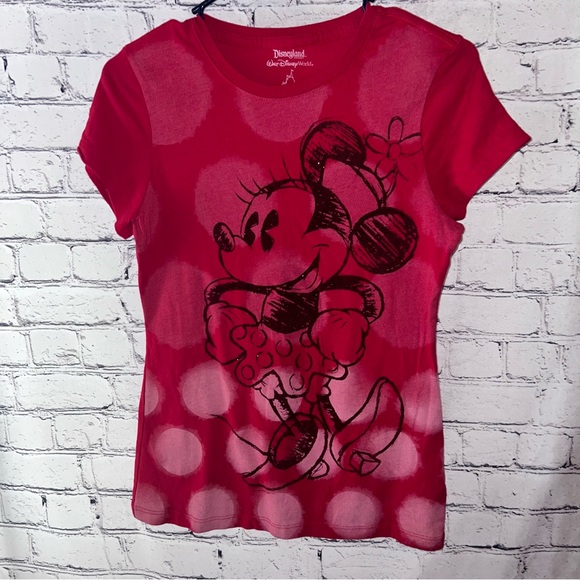 Disney Tops - Disneyland Resort Minnie Mouse Red Fitted‎ Short Sleeve Tee Size Large